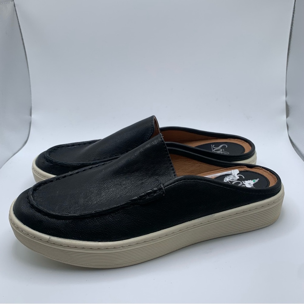 NEW Women's Sofft Somers Moc Shoes slip on mules black soft leather SZ 6.5M 1299